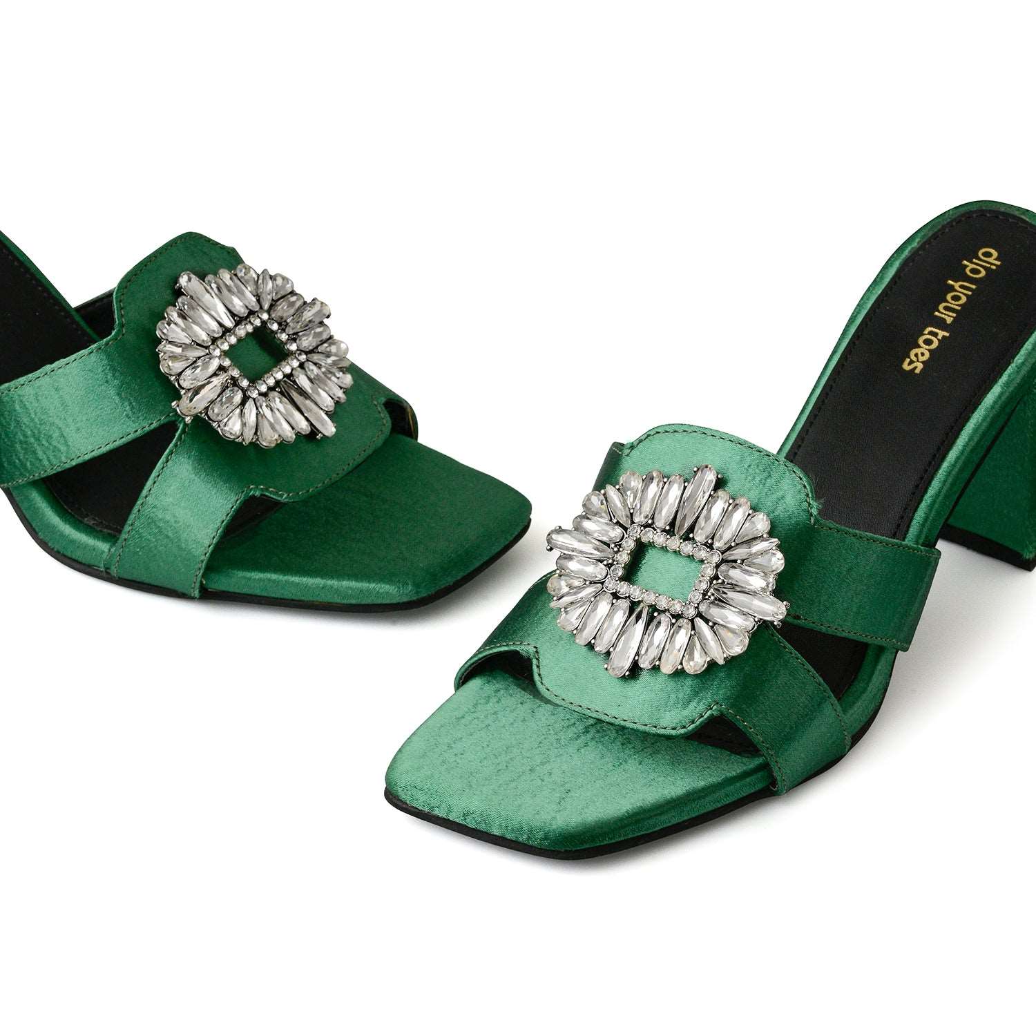 Emerald crystal Embellished Heels