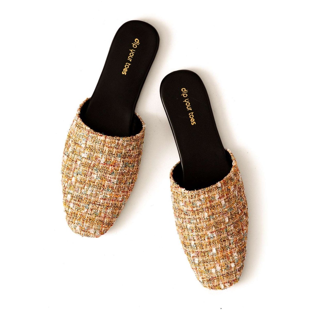 Gold Tweed Mules