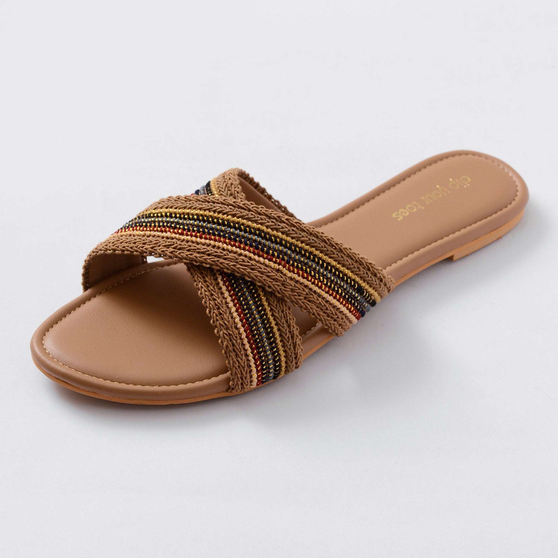 Rosy brown criss cross flats