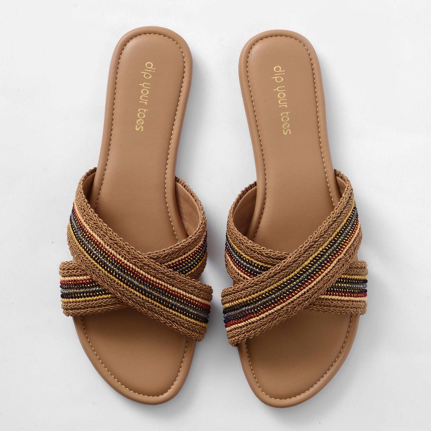 Rosy brown criss cross flats