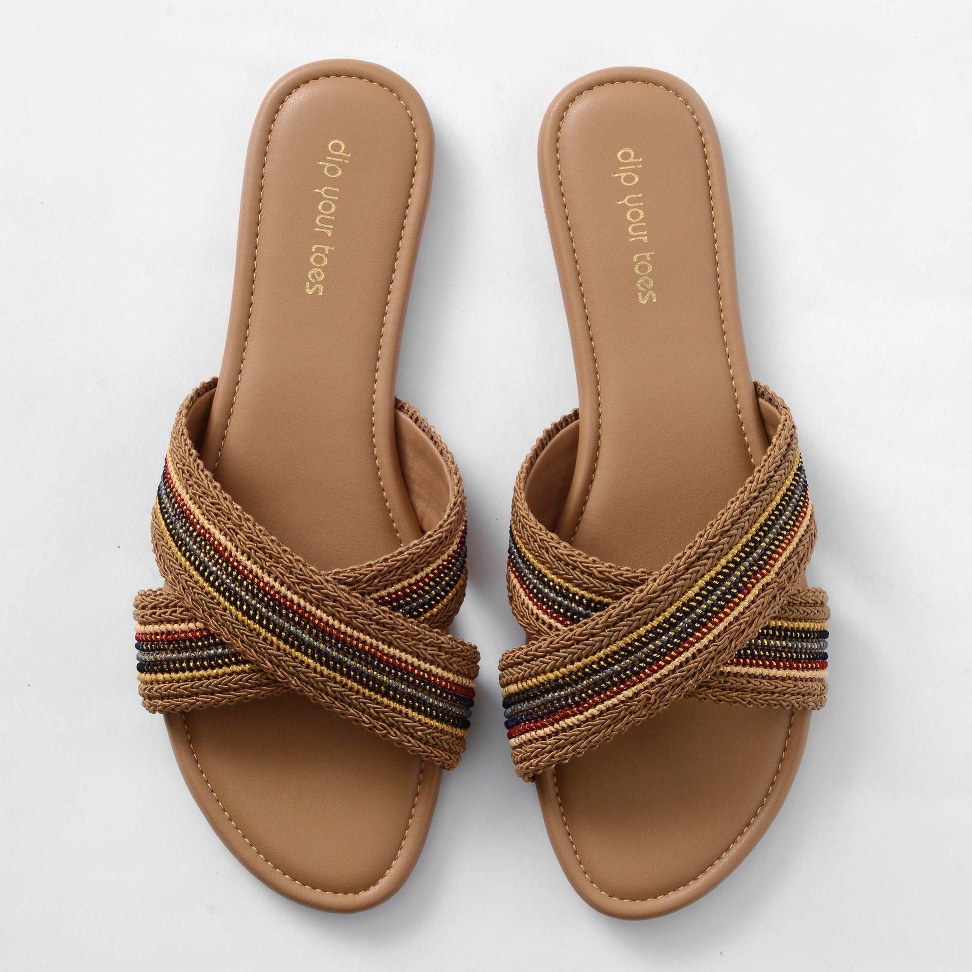 Rosy brown criss cross flats