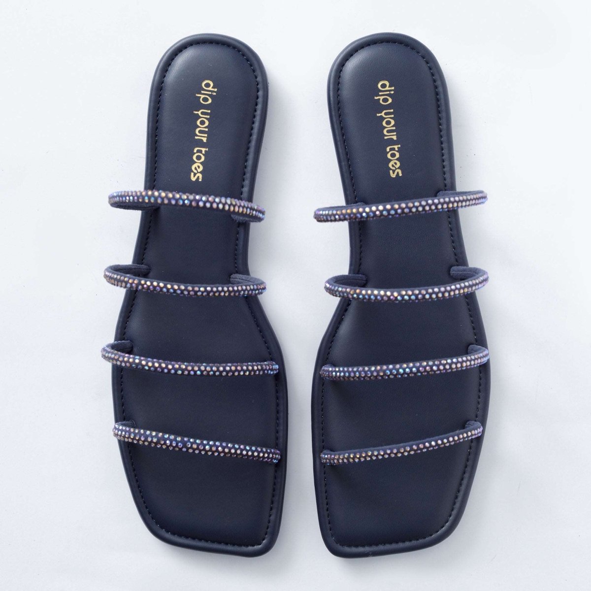 Blue Crystal-embellished flats – Dip Your Toes