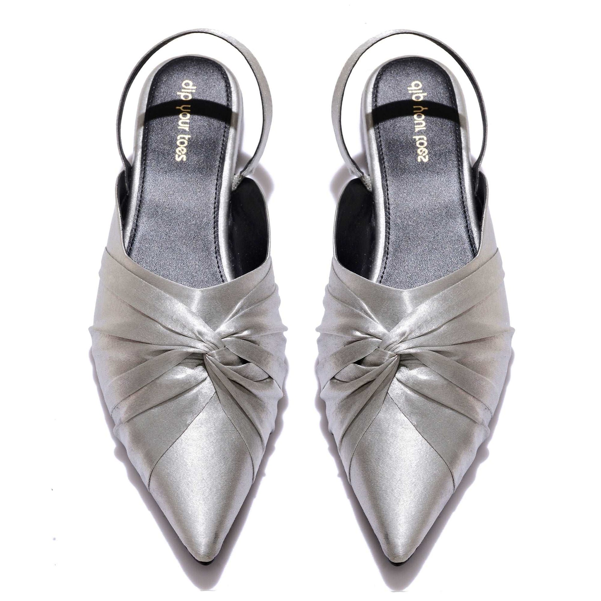 Silver Knotted Slingback Sandals