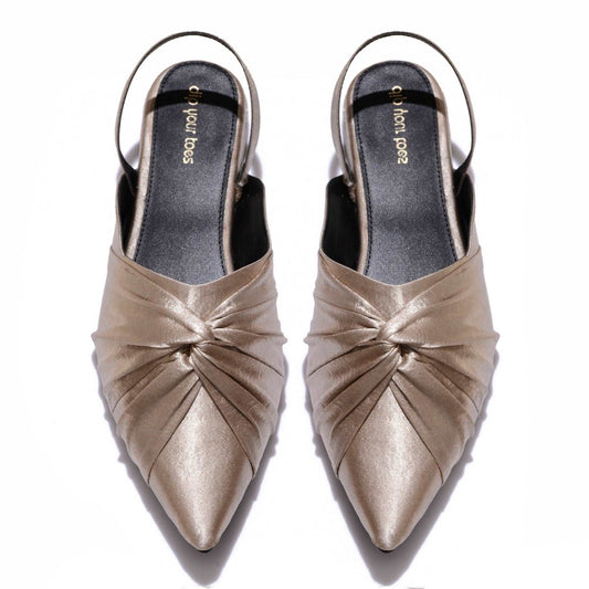 Champagne Knotted Slingback Sandals