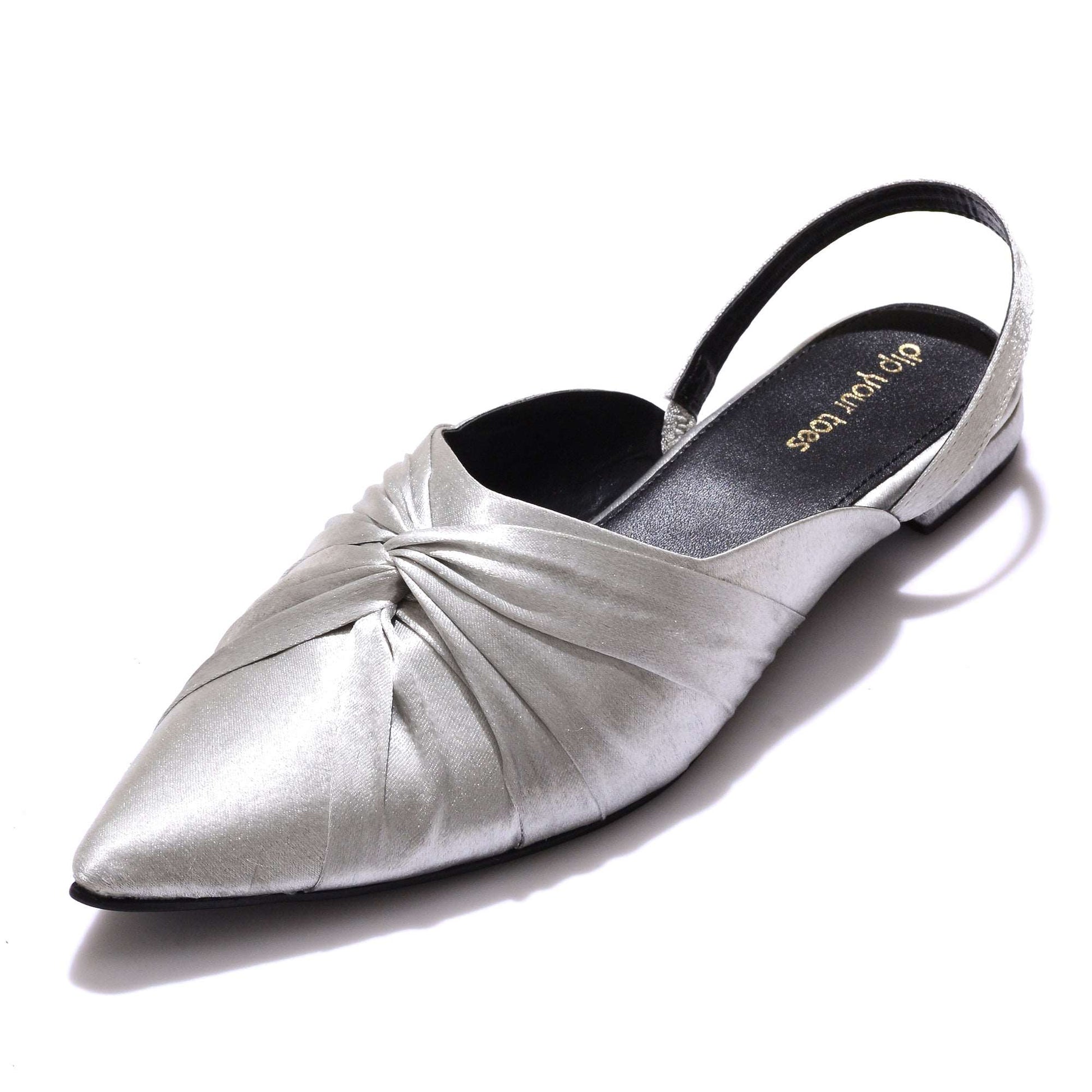 Silver Knotted Slingback Sandals