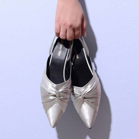 Silver Knotted Slingback Sandals