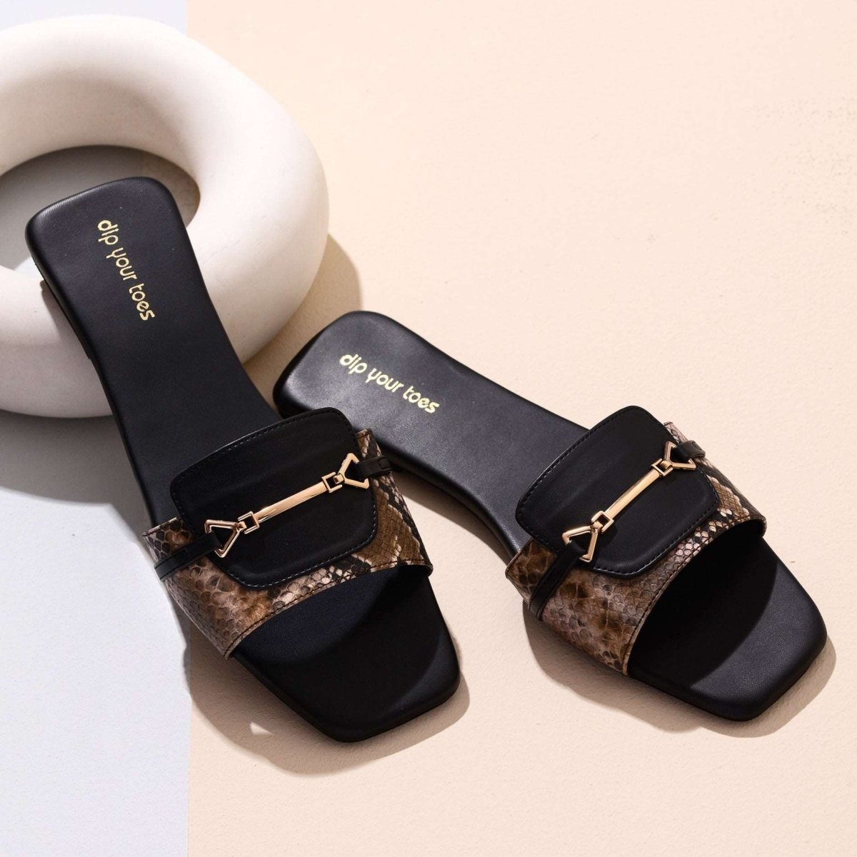 Brown Snake-print Flats