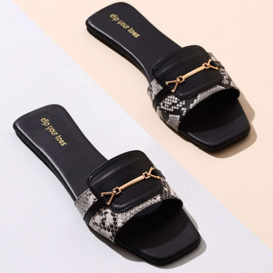 White Snake-print Flats