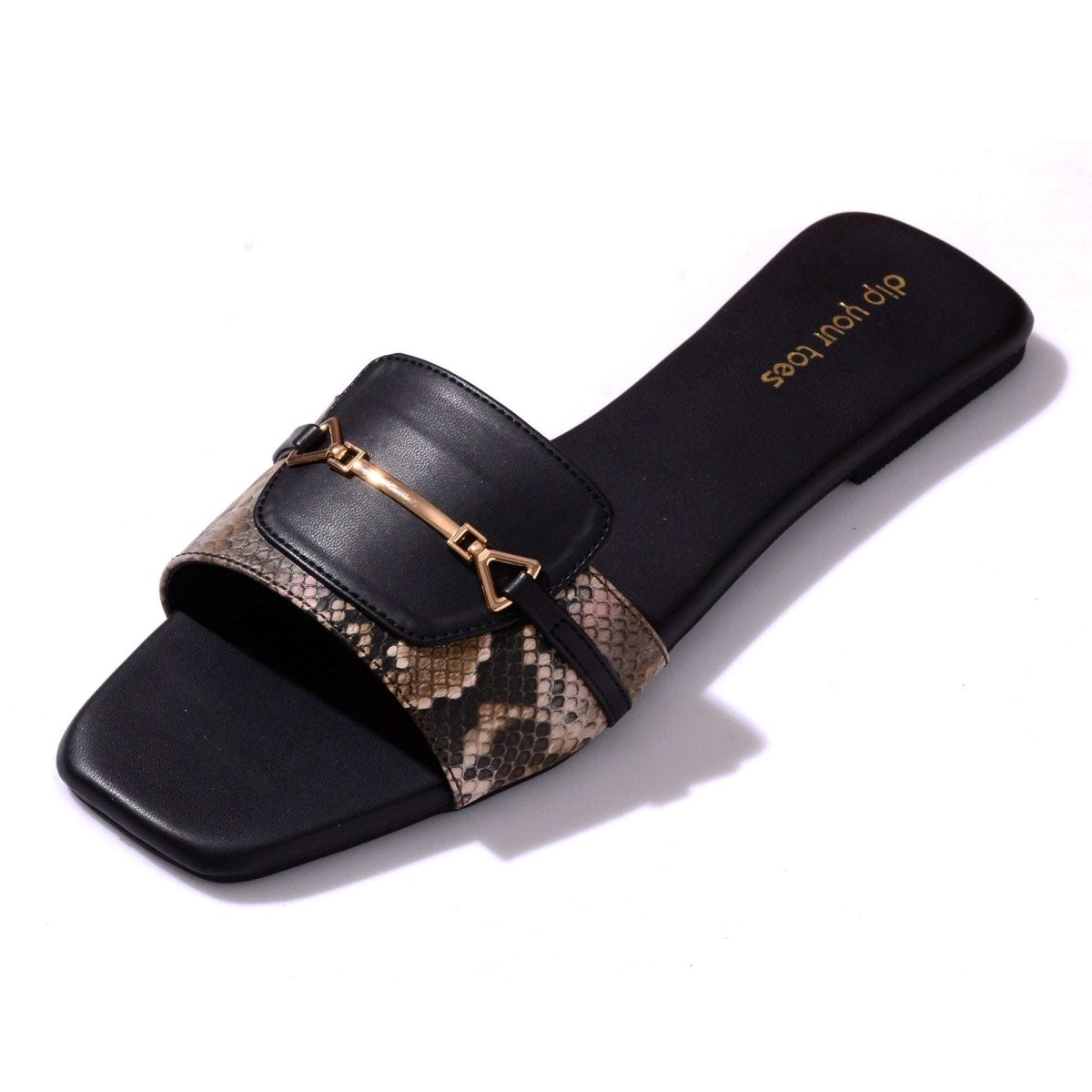Brown Snake-print Flats