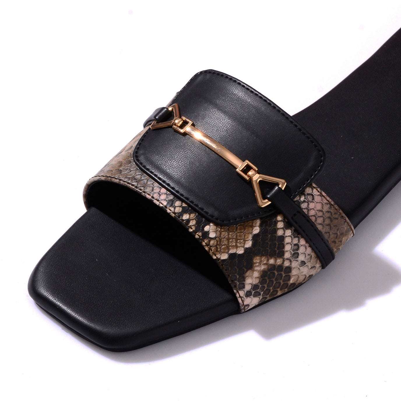 Brown Snake-print Flats