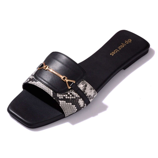 White Snake-print Flats