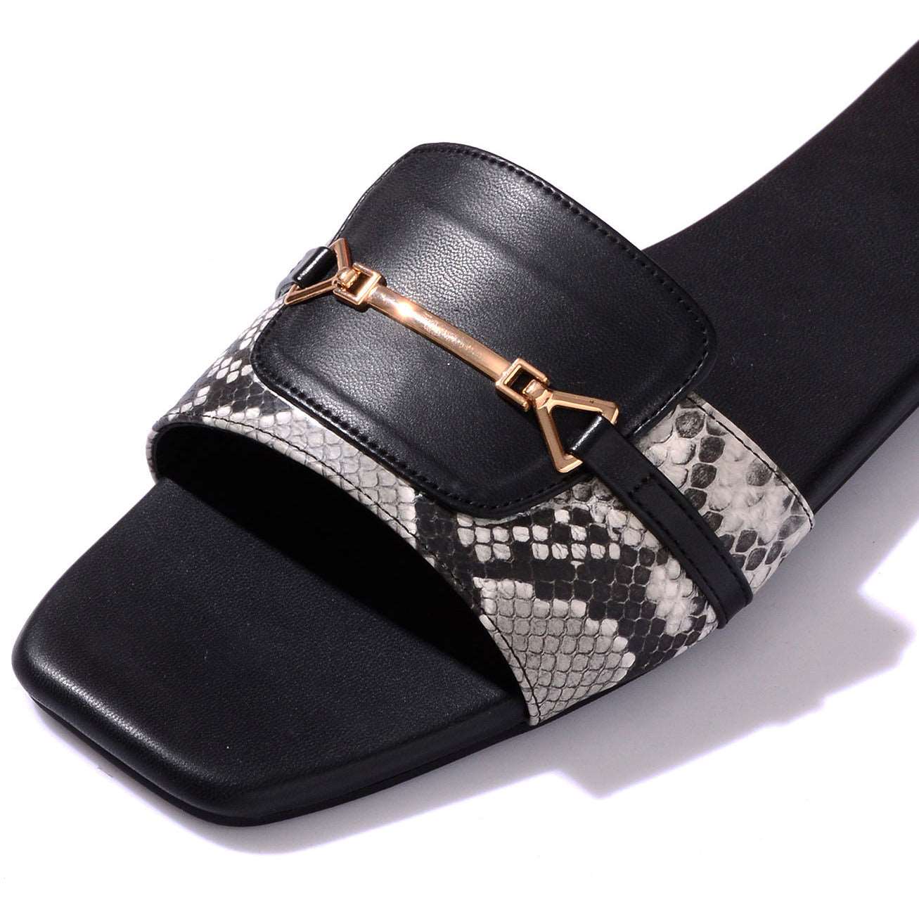 White Snake-print Flats