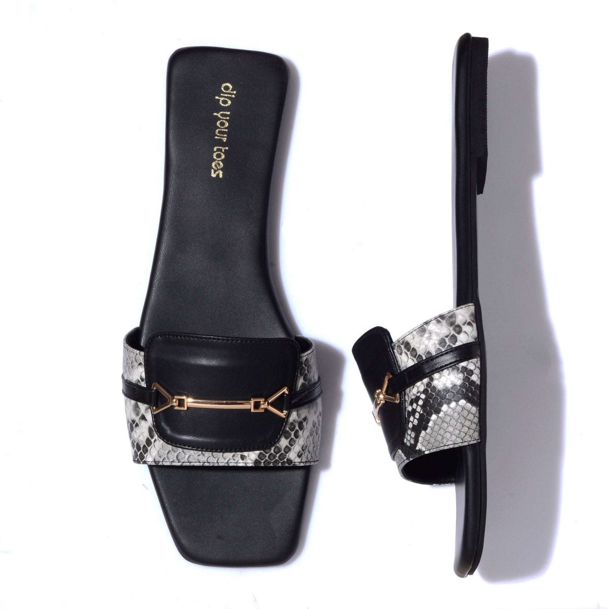 White Snake-print Flats