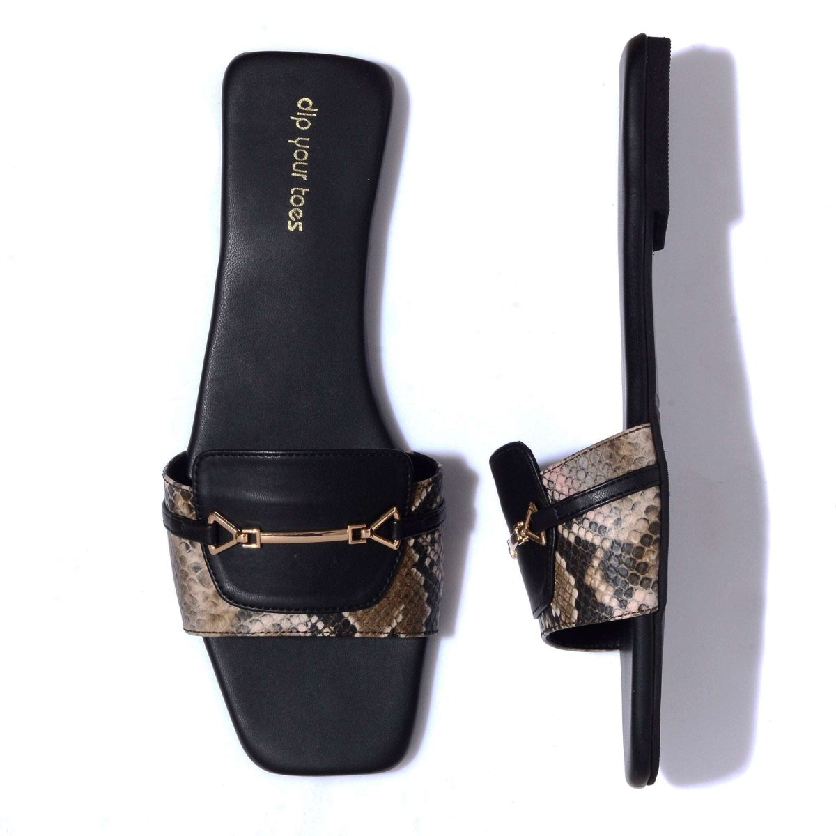 Brown Snake-print Flats