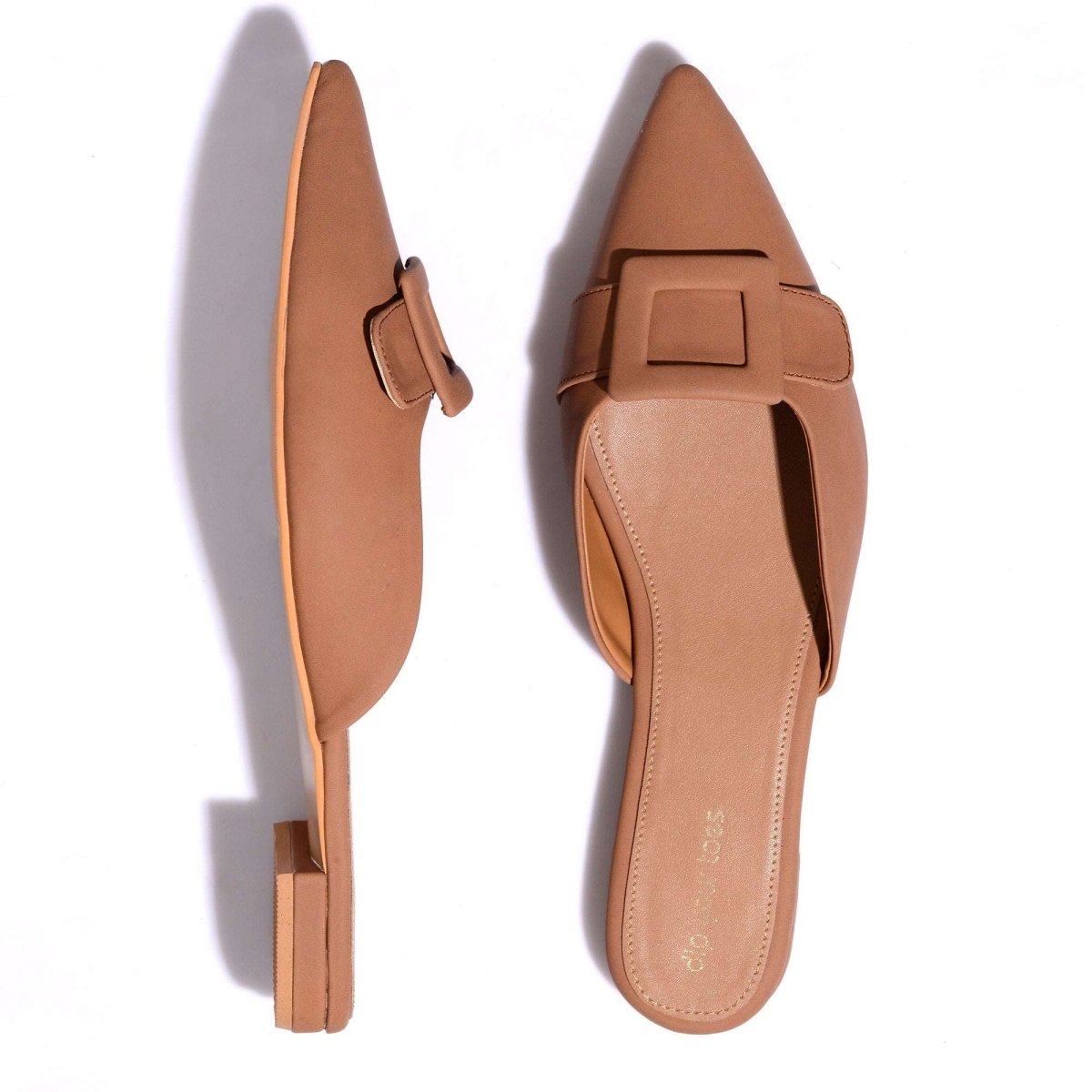 Burnt Orange Buckled Mules