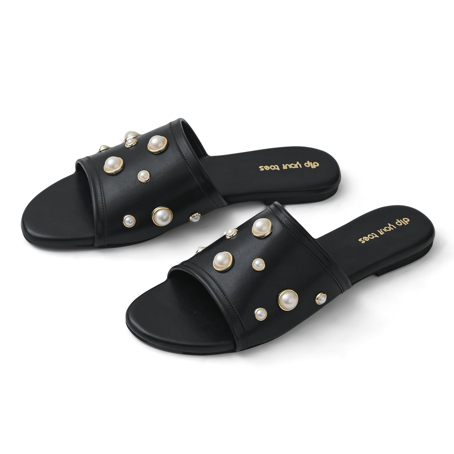 Pearl single strap embellished flats