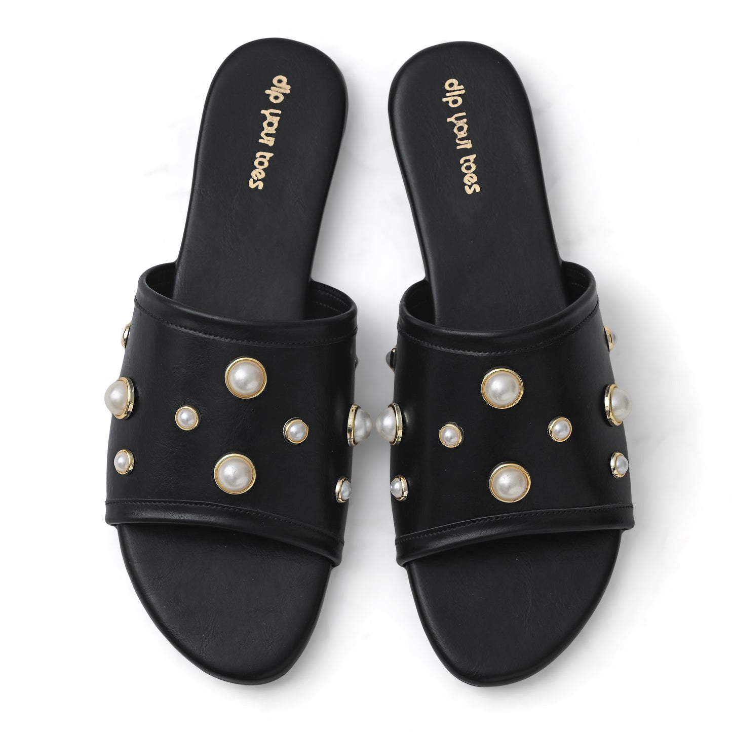 Pearl single strap embellished flats