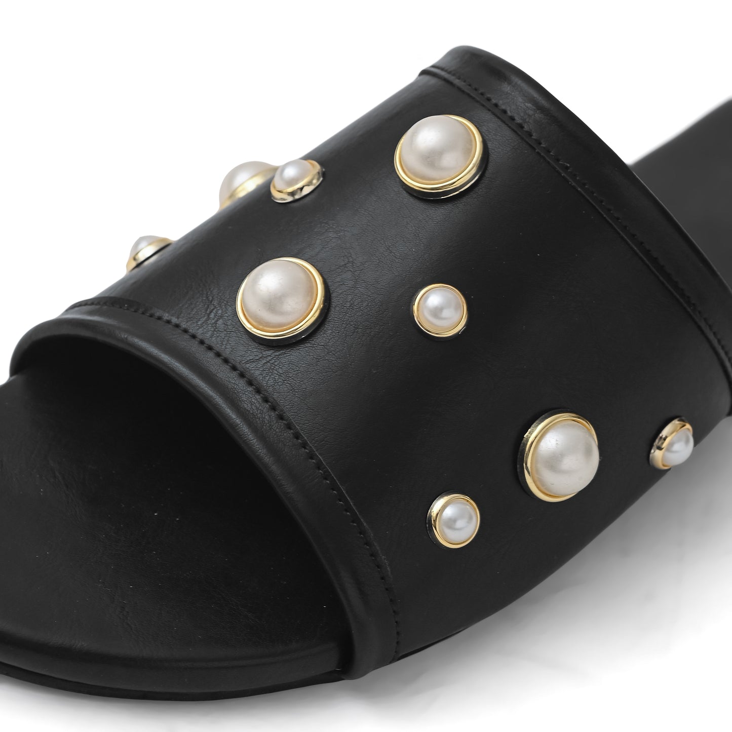 Pearl single strap embellished flats
