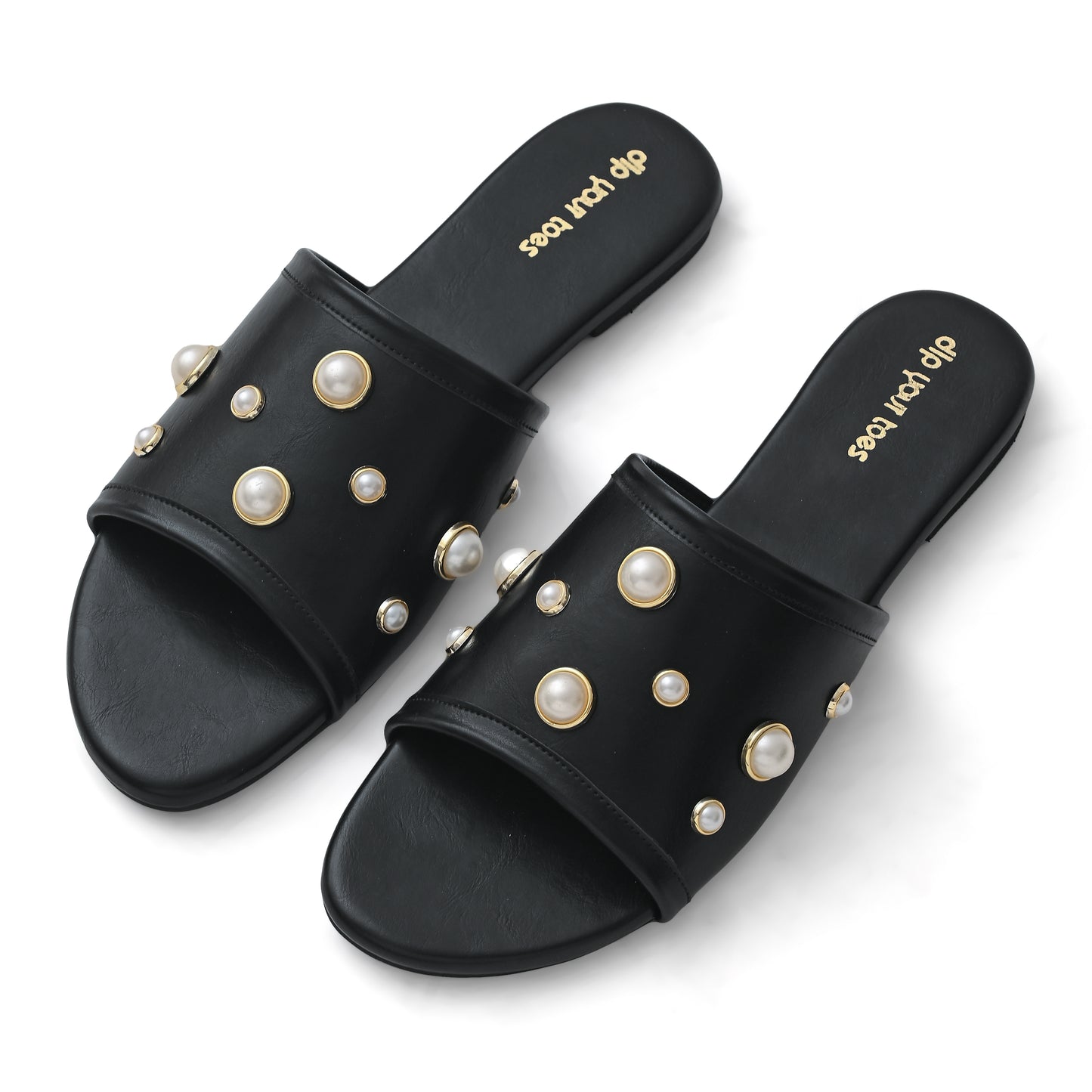 Pearl single strap embellished flats