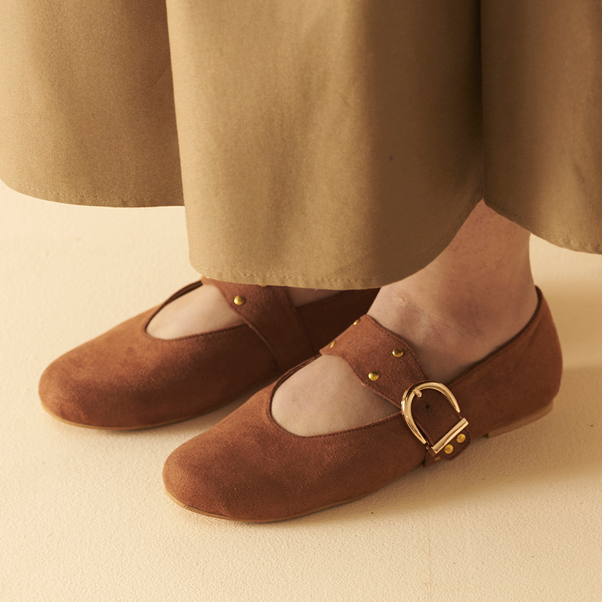 Rust suede Mary Janes