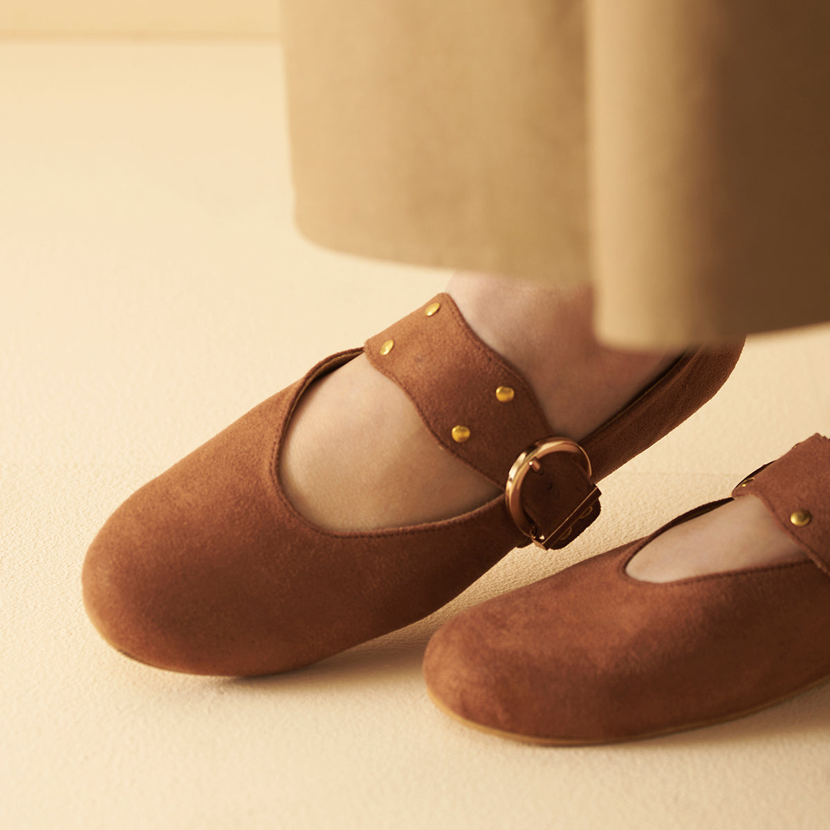 Rust suede Mary Janes