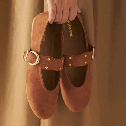 Rust suede Mary Janes