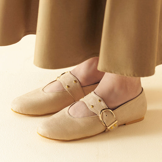 Chalk suede Mary Janes