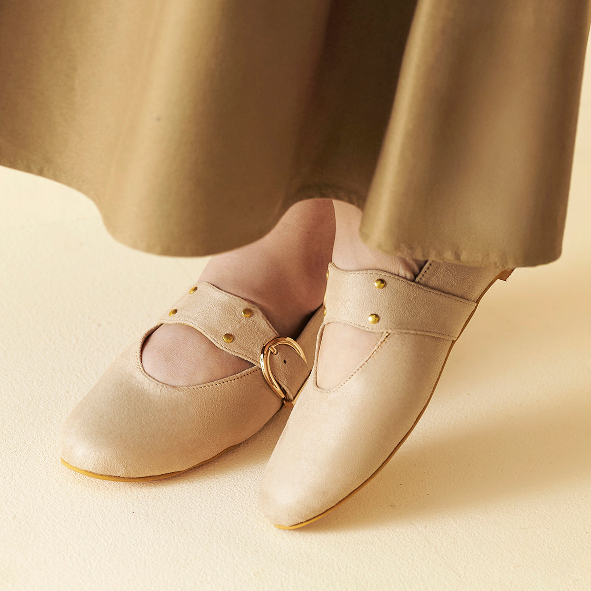 Chalk suede Mary Janes