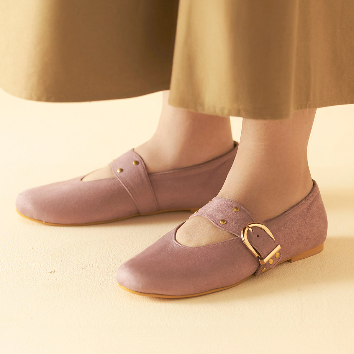 Lavender suede Mary Janes