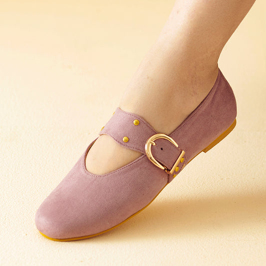 Lavender suede Mary Janes