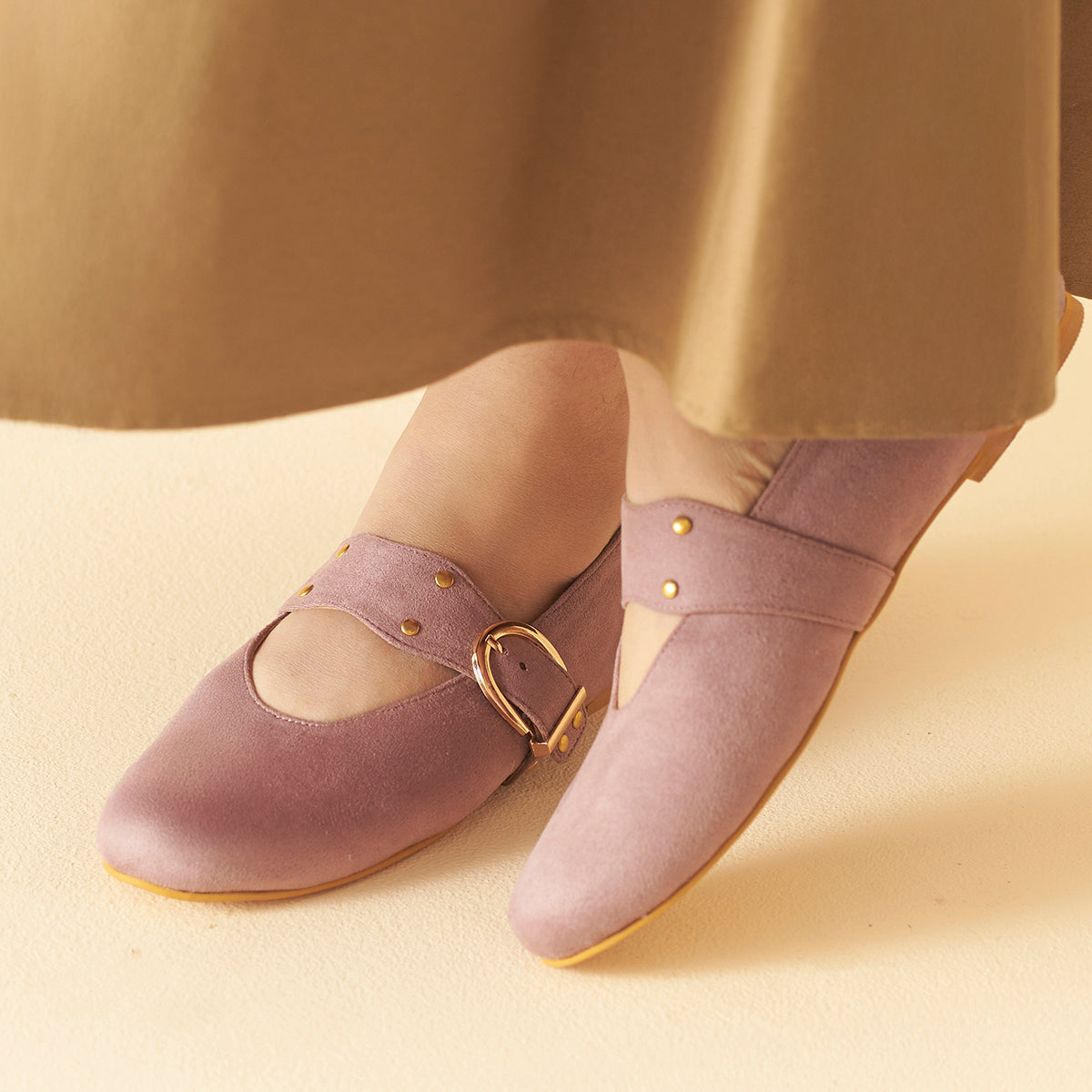 Lavender suede Mary Janes