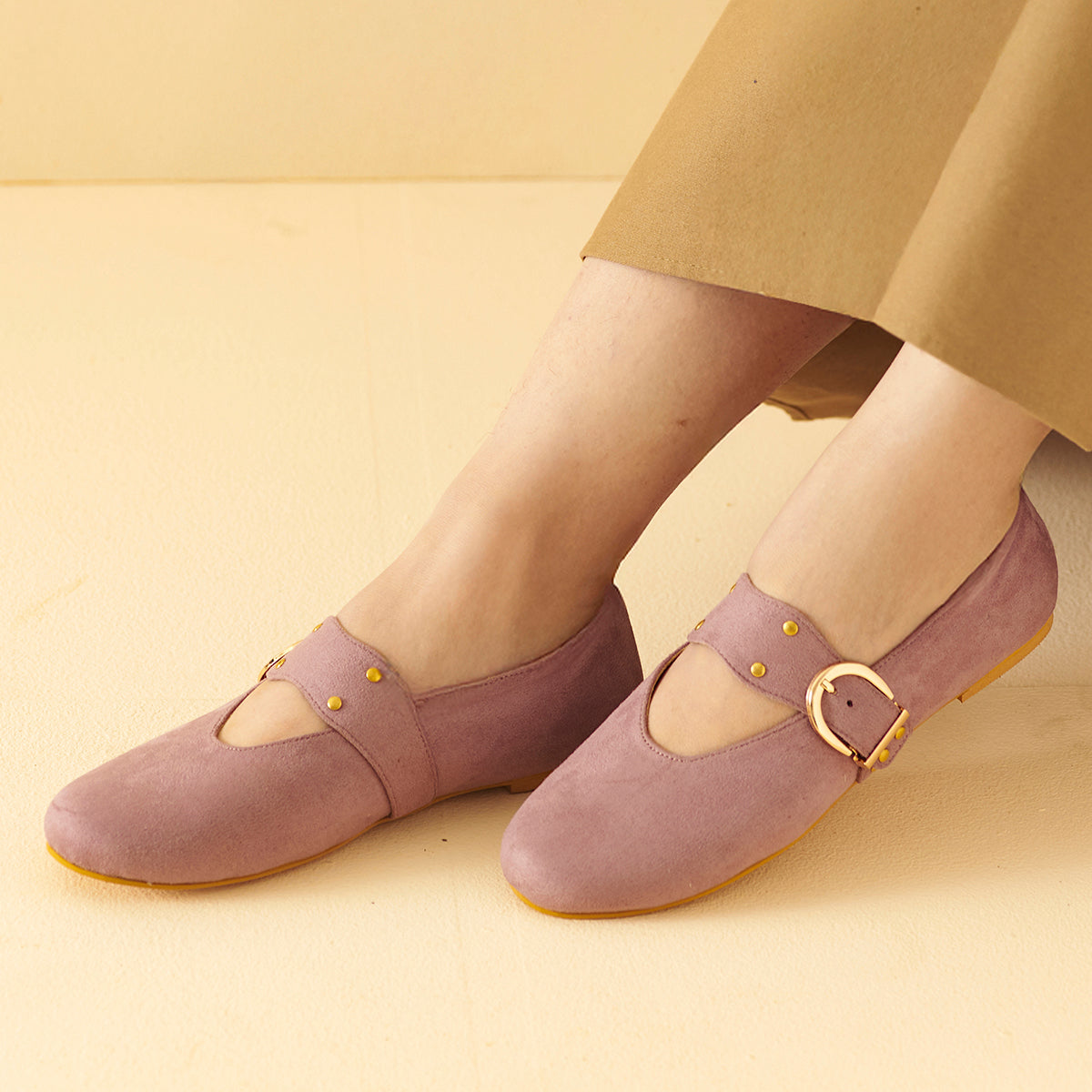 Lavender suede Mary Janes