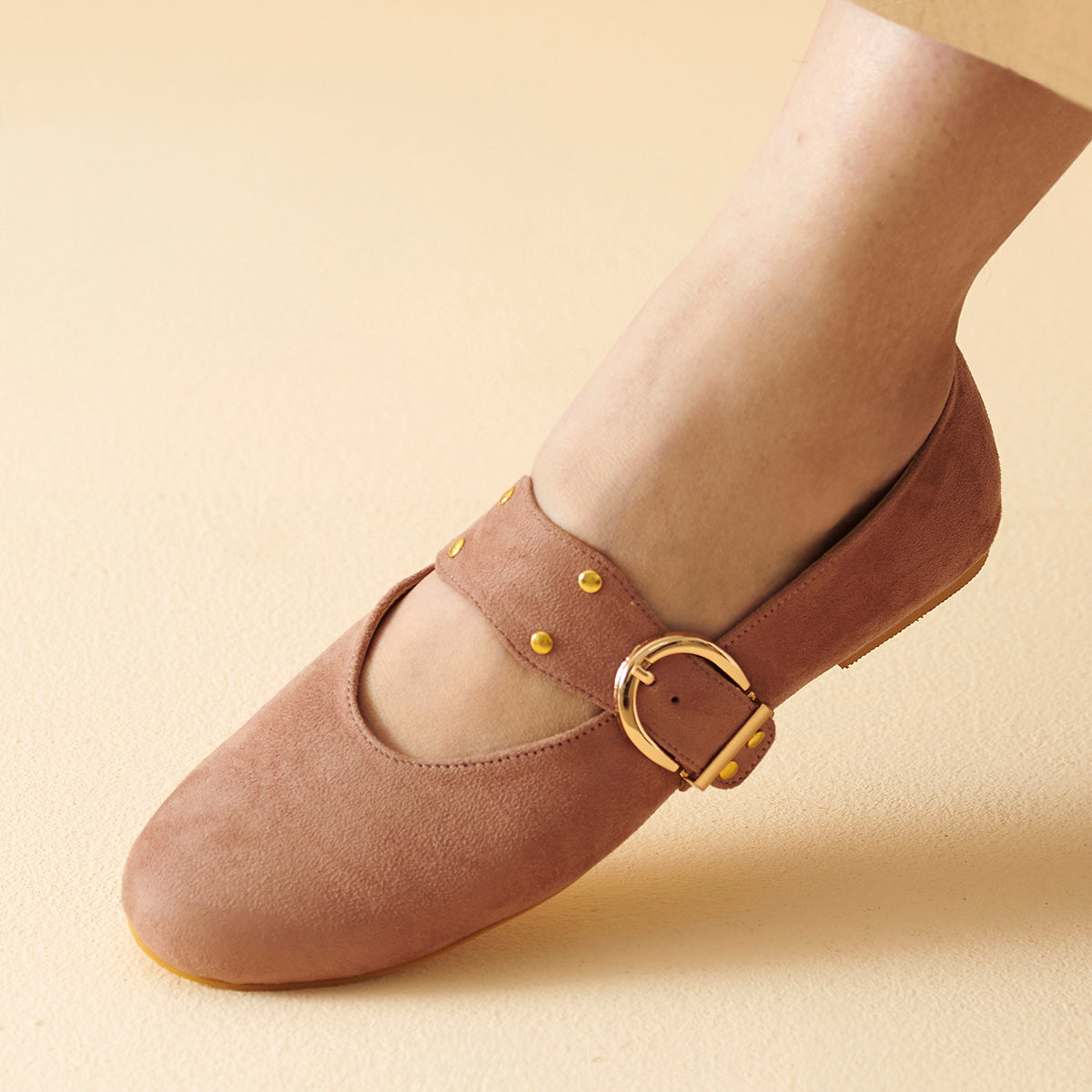 Dusty pink suede Mary Janes