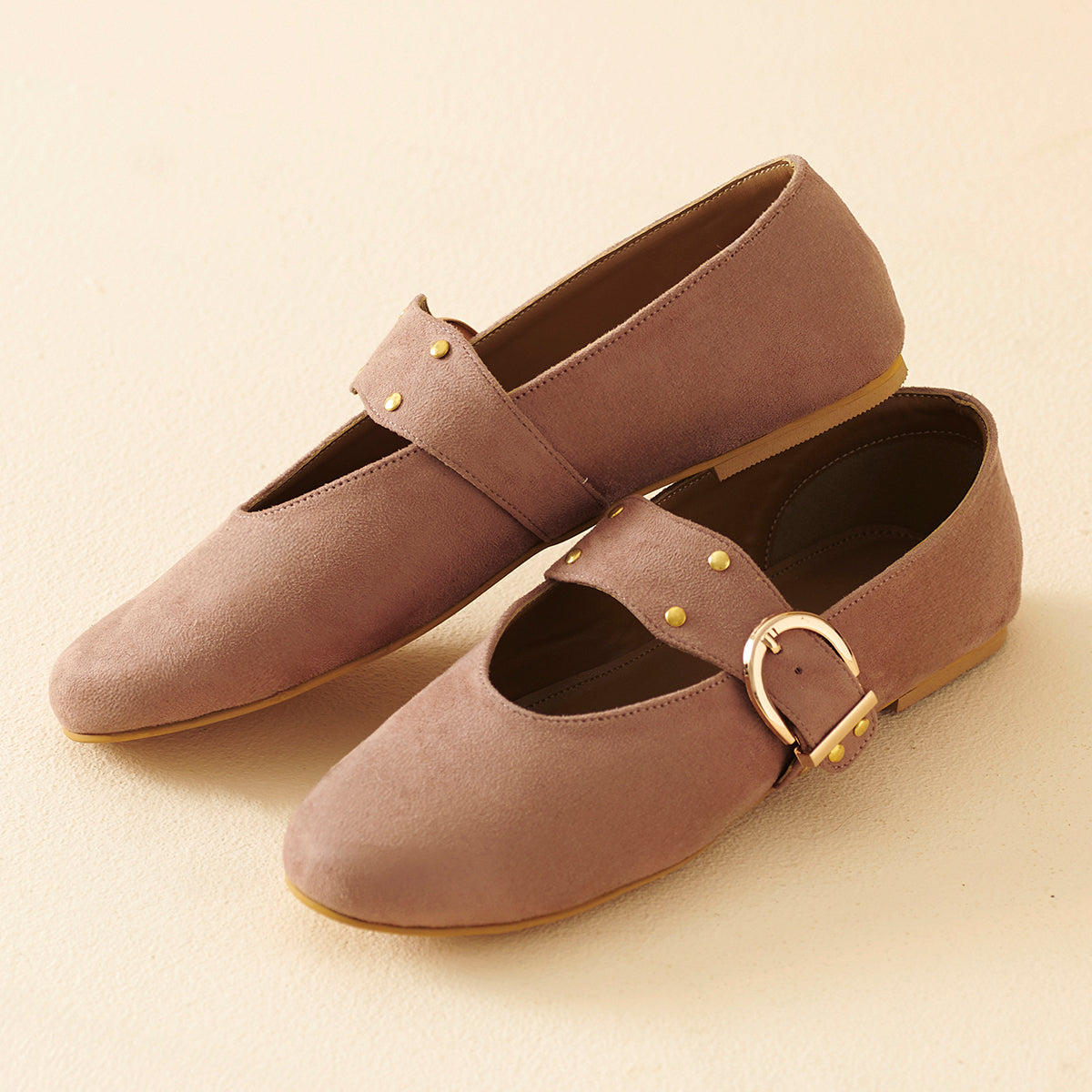 Dusty pink suede Mary Janes