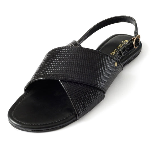 Textured Cross strap sandals