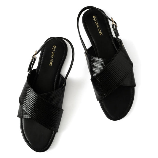Textured Cross strap sandals