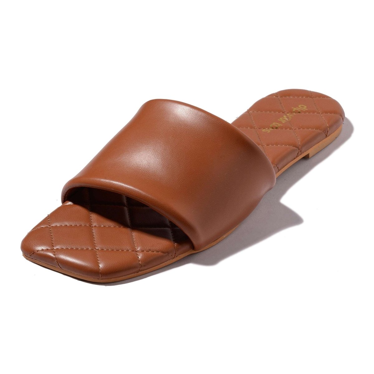 Tan Quilted Sliders