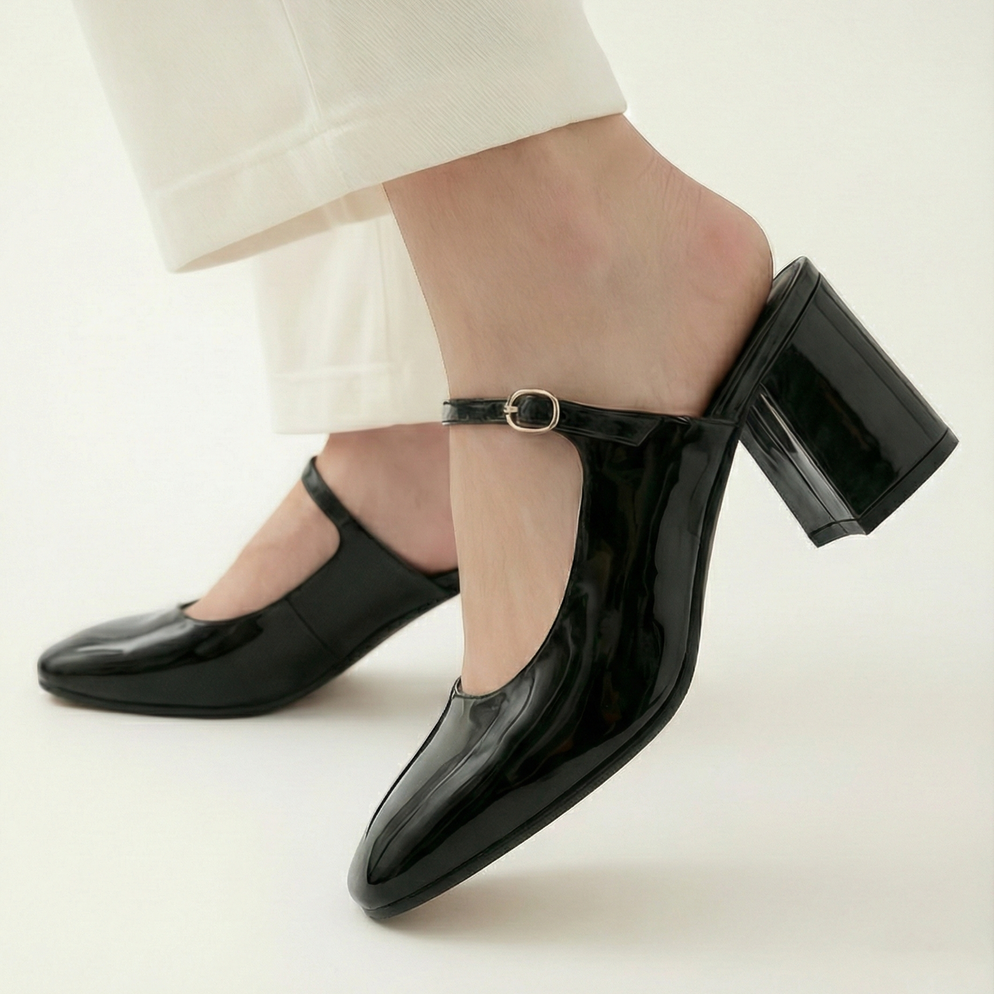 Black Patent  Block heels