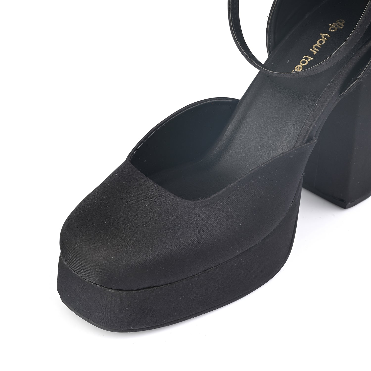Black Platform Block Heels - Main Image