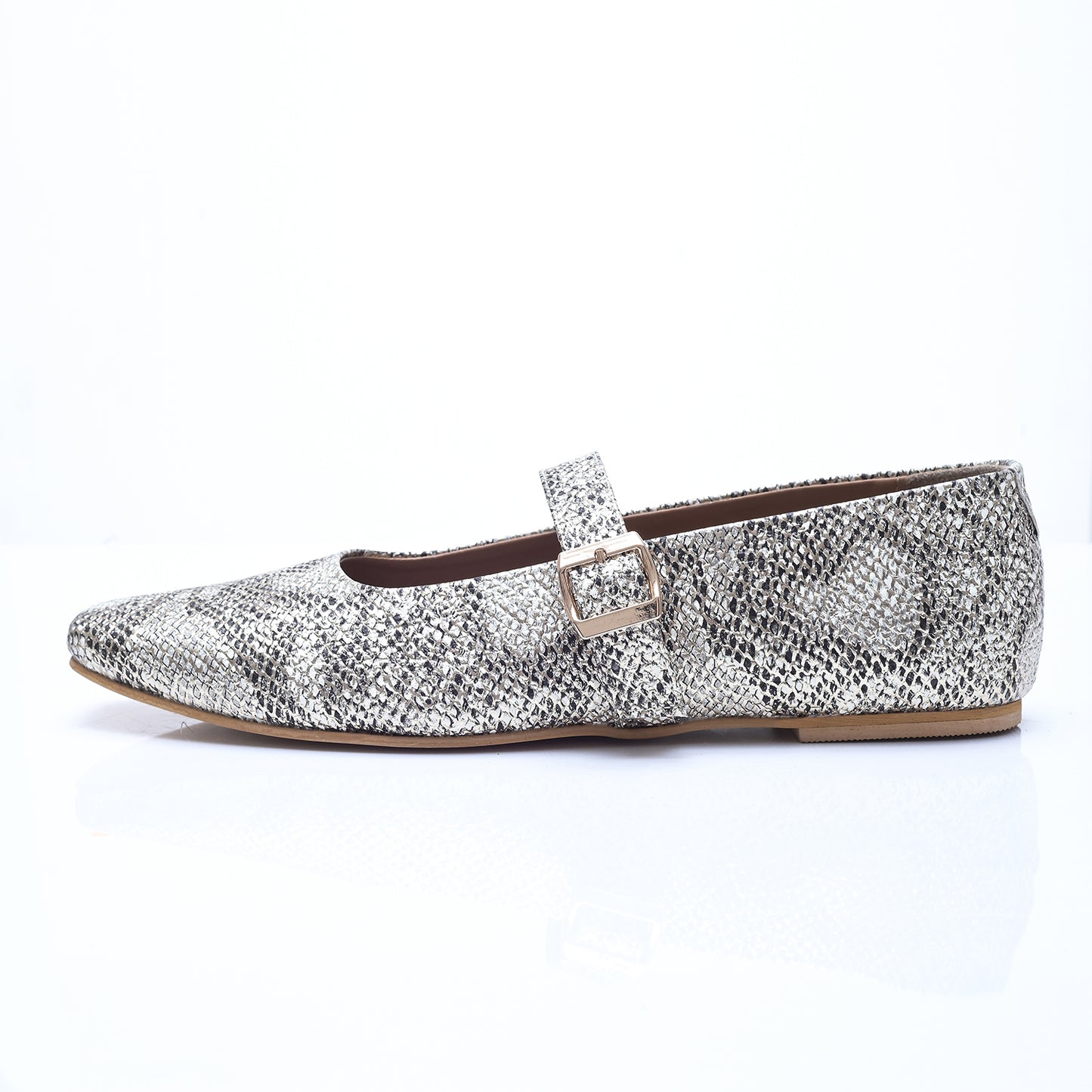 Metallic textured Mary Jane Flats