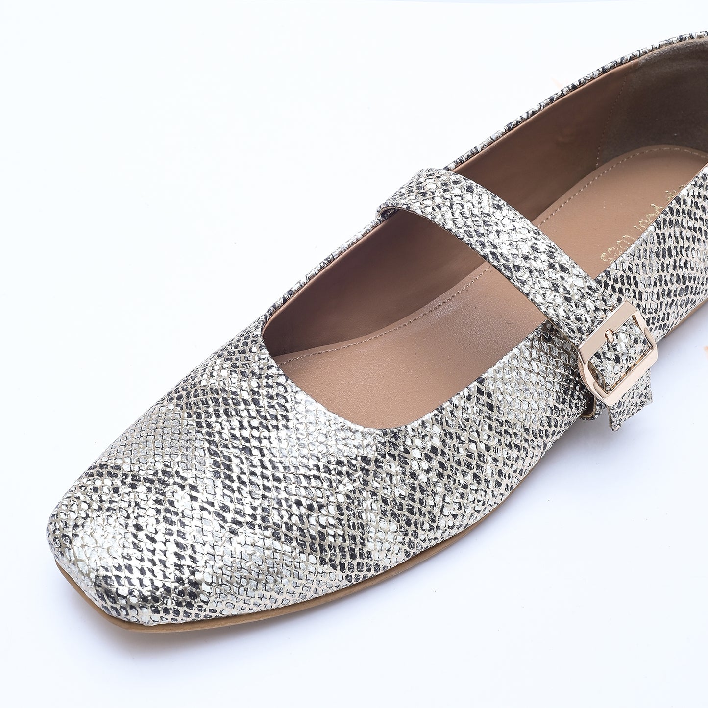 Metallic textured Mary Jane Flats
