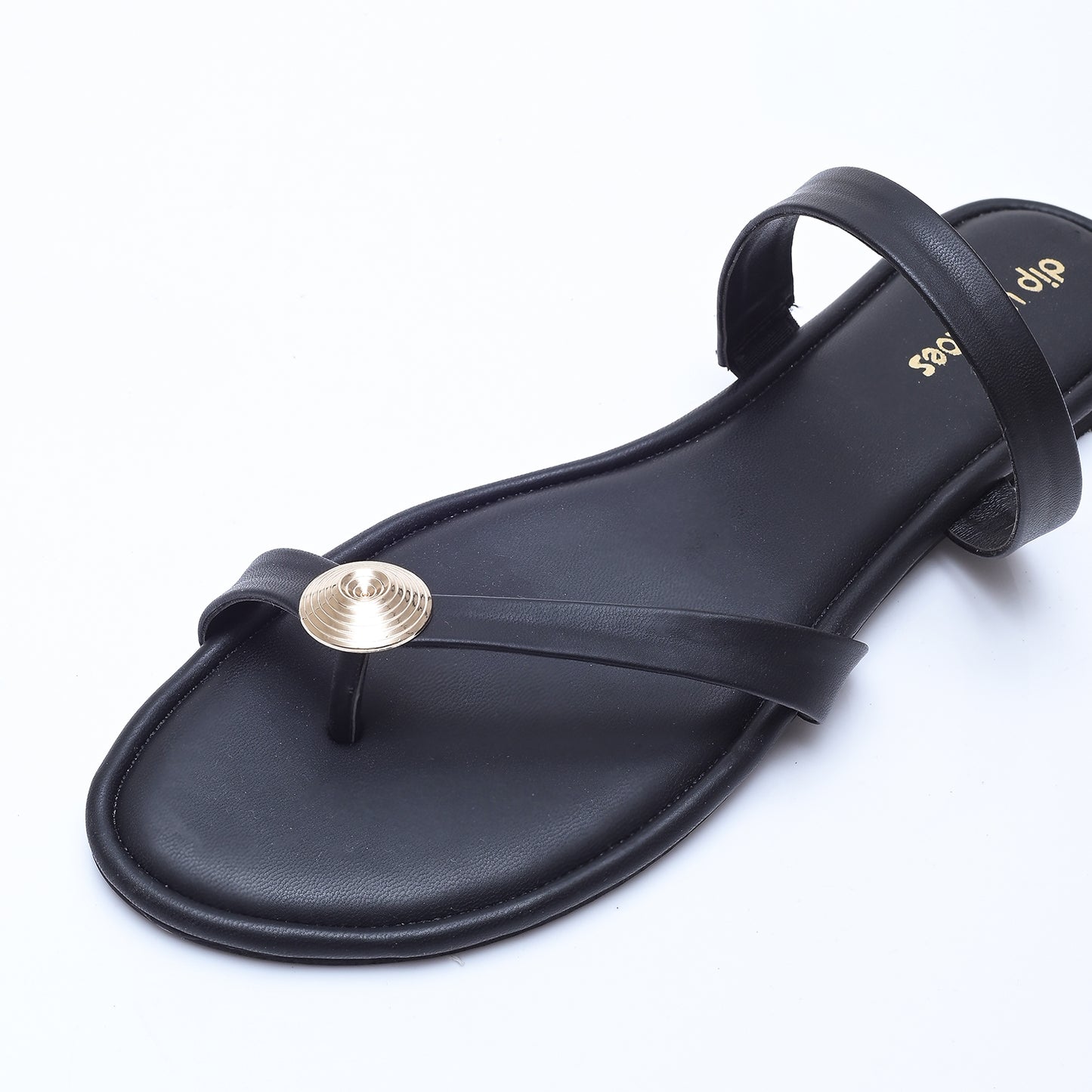 Black Metallic Accent Flats