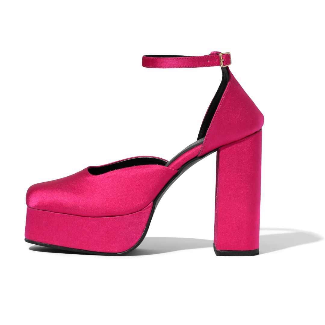 Pink Platform Block Heels
