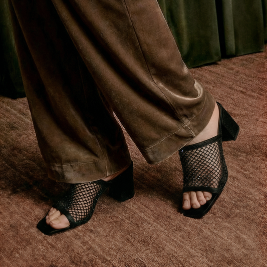 Black Mesh Heels