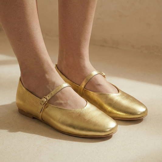 Gold Mary Jane Flats
