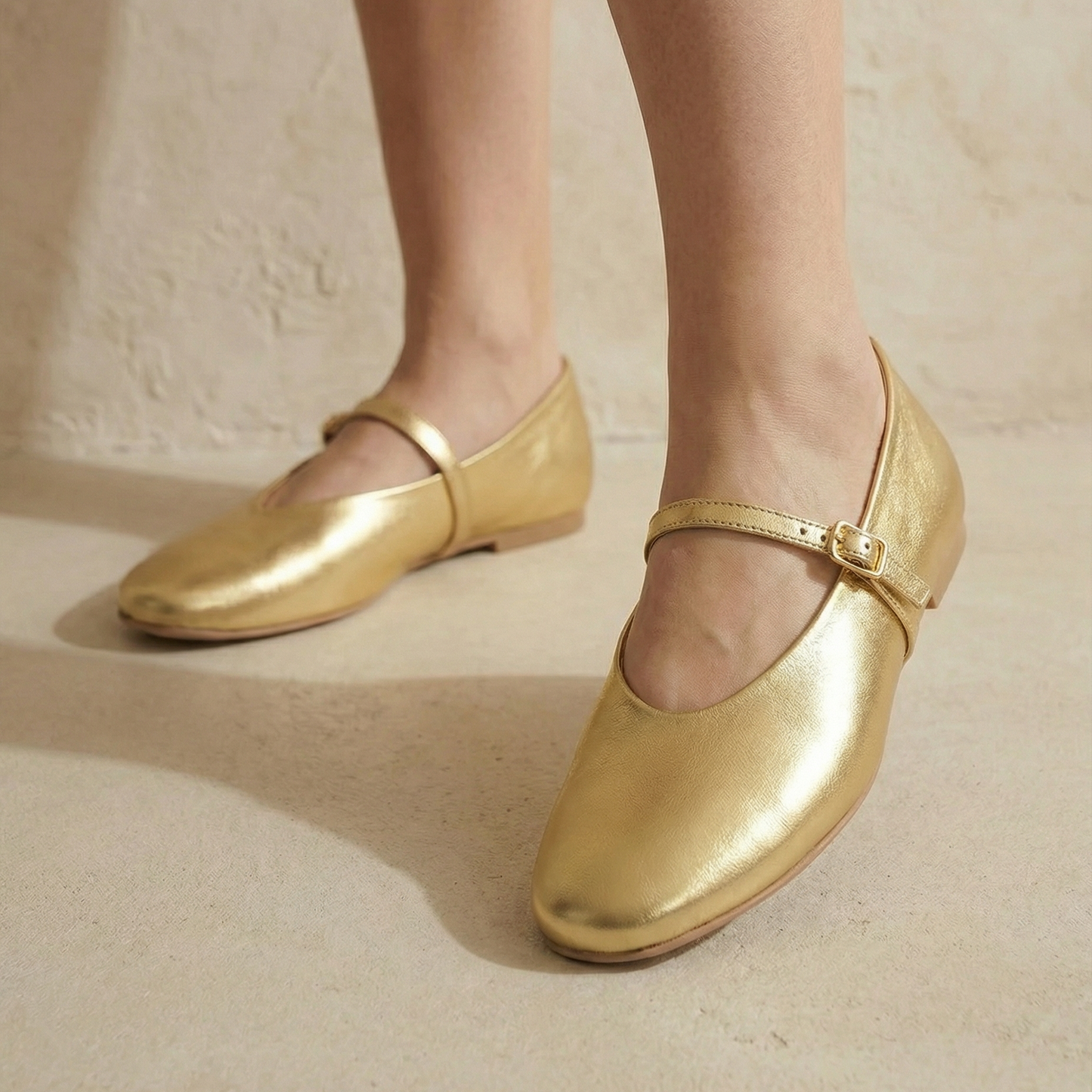 Gold Mary Jane Flats