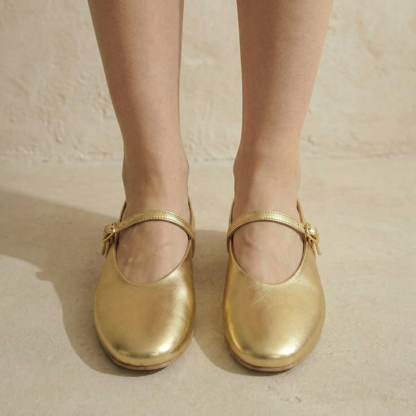 Gold Mary Jane Flats