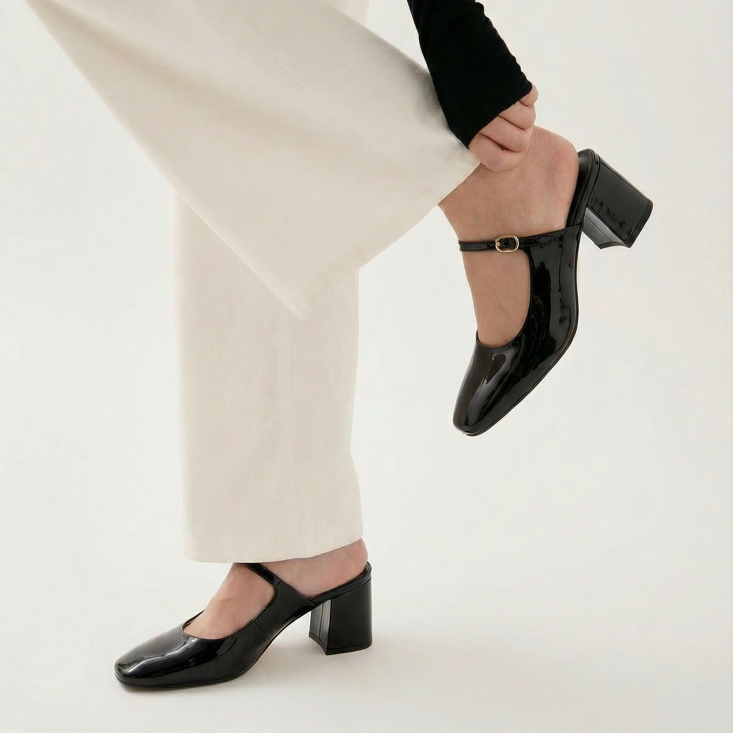Black Patent  Block heels