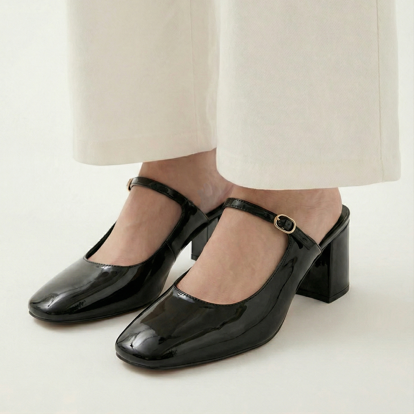 Black Patent  Block heels