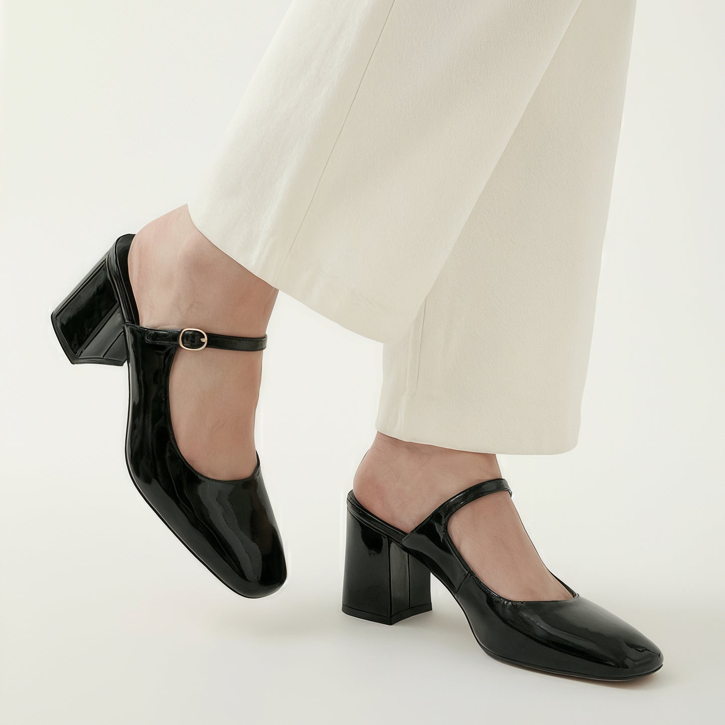 Black Patent  Block heels